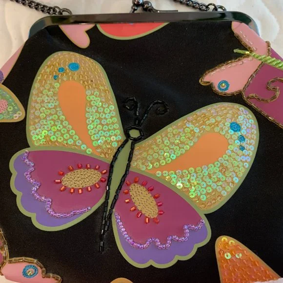 A stunning Marco Arvane black (silk?) and sequin butterfly embellished p… - Picture 4 of 7